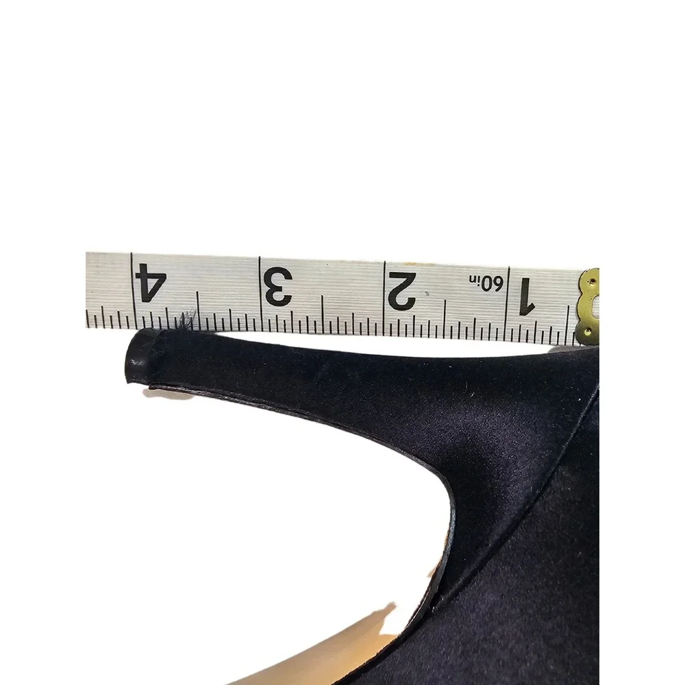 Nine West Metal Bow Black Satin Pumps Size 7
